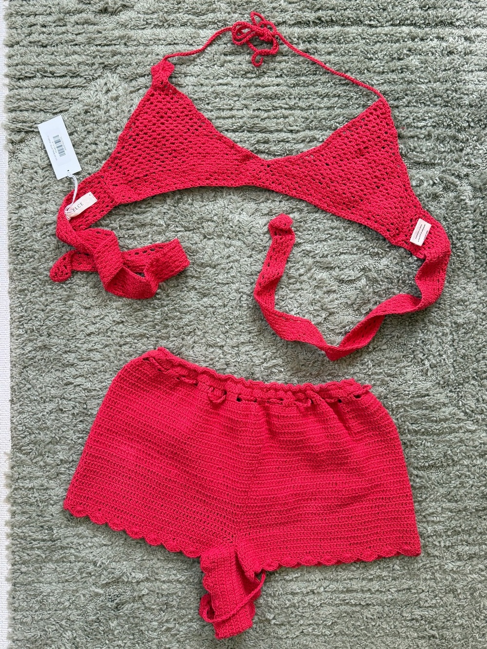 Else Red High-Waist Crochet Shorts - Women's Summer Knit - Picture 3 of 7